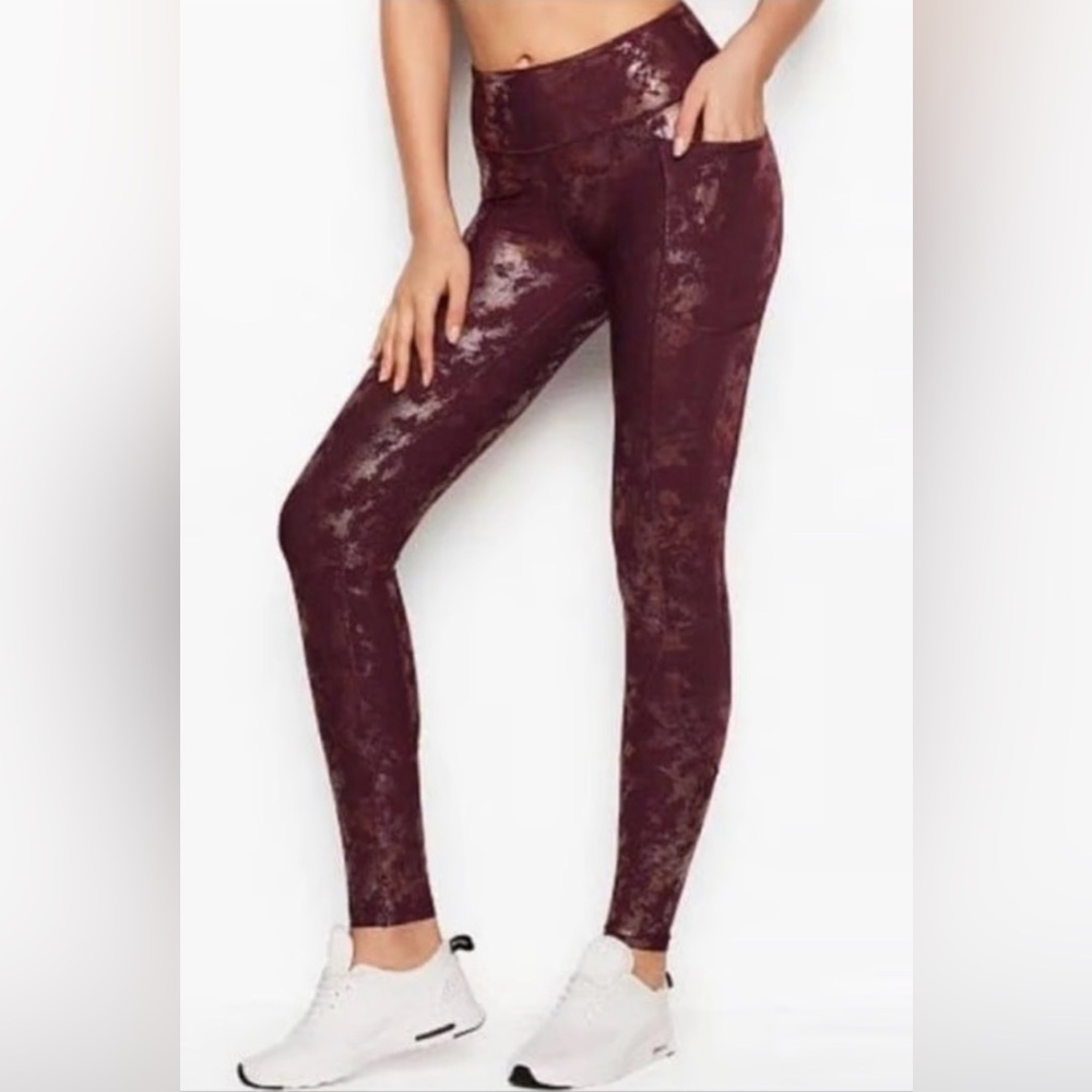 Victoria’s Secret Sport Total Knockout Tight in Burgundy Camo Shine